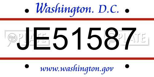 JE51587 District Of Columbia License Plate