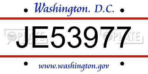 JE53977 District Of Columbia License Plate