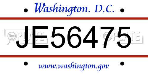 JE56475 District Of Columbia License Plate
