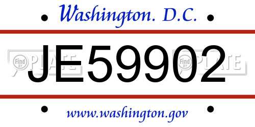 JE59902 District Of Columbia License Plate