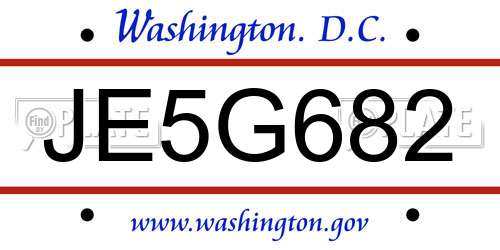 JE5G682 District Of Columbia License Plate