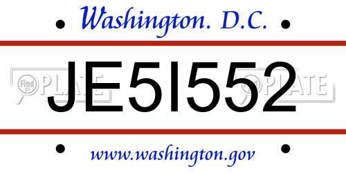 JE5I552 District Of Columbia License Plate