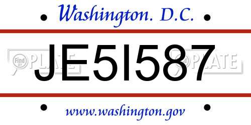 JE5I587 District Of Columbia License Plate
