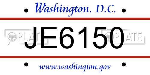 JE6150 District Of Columbia License Plate