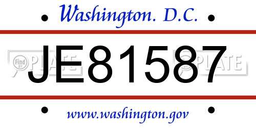 JE81587 District Of Columbia License Plate