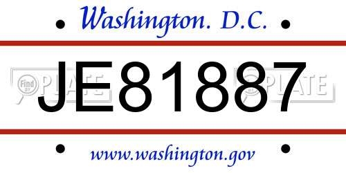 JE81887 District Of Columbia License Plate