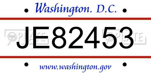 JE82453 District Of Columbia License Plate