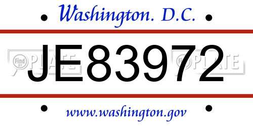JE83972 District Of Columbia License Plate