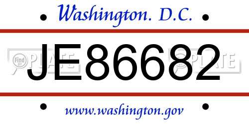 JE86682 District Of Columbia License Plate