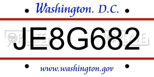 JE8G682 District Of Columbia License Plate