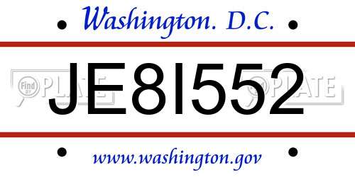 JE8I552 District Of Columbia License Plate