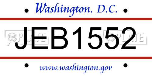 JEB1552 District Of Columbia License Plate