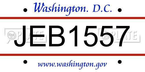 JEB1557 District Of Columbia License Plate
