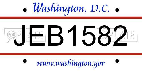 JEB1582 District Of Columbia License Plate