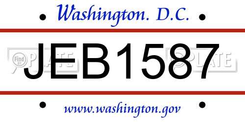 JEB1587 District Of Columbia License Plate