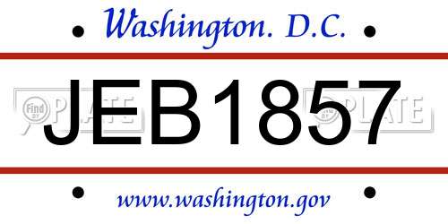 JEB1857 District Of Columbia License Plate