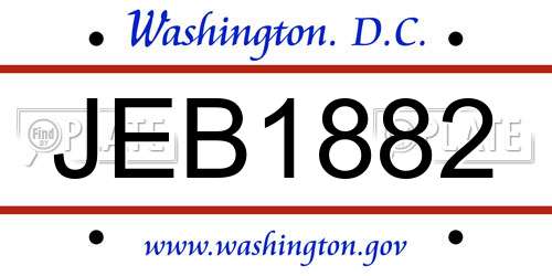 JEB1882 District Of Columbia License Plate