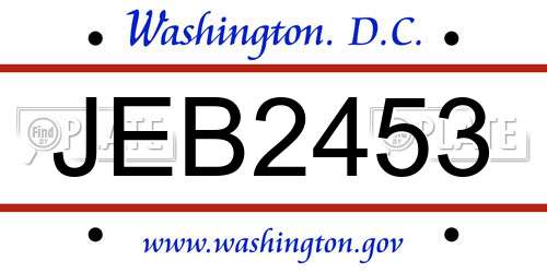 JEB2453 District Of Columbia License Plate