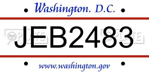 JEB2483 District Of Columbia License Plate