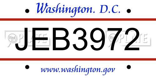 JEB3972 District Of Columbia License Plate