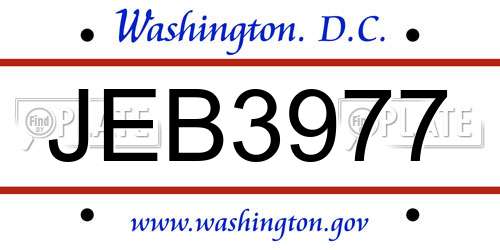JEB3977 District Of Columbia License Plate