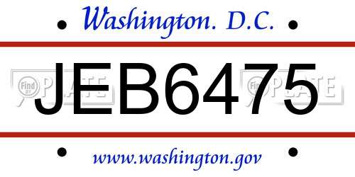 JEB6475 District Of Columbia License Plate