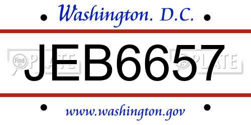 JEB6657 District Of Columbia License Plate