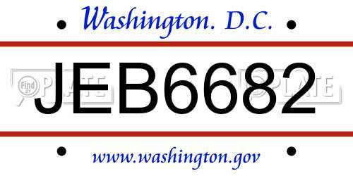 JEB6682 District Of Columbia License Plate