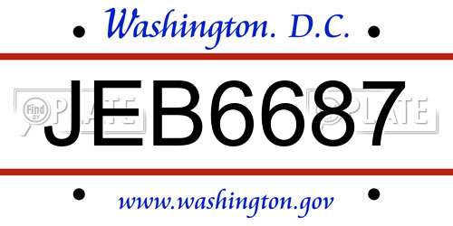 JEB6687 District Of Columbia License Plate