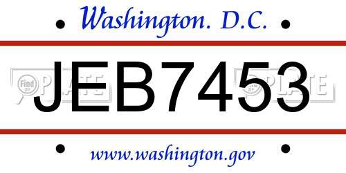 JEB7453 District Of Columbia License Plate