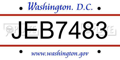 JEB7483 District Of Columbia License Plate