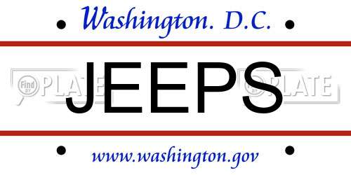 JEEPS District Of Columbia License Plate
