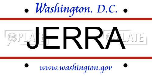 JERRA District Of Columbia License Plate