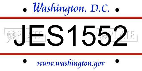 JES1552 District Of Columbia License Plate