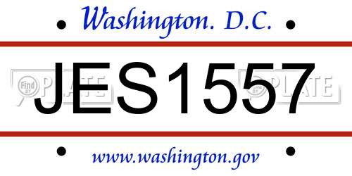 JES1557 District Of Columbia License Plate