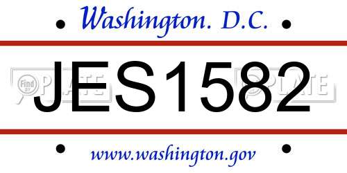 JES1582 District Of Columbia License Plate