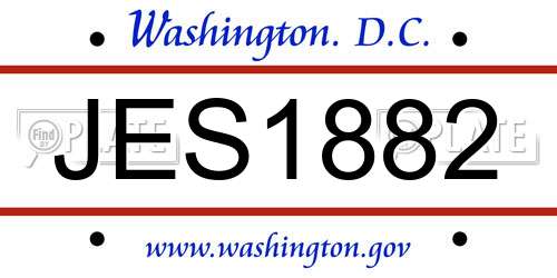 JES1882 District Of Columbia License Plate