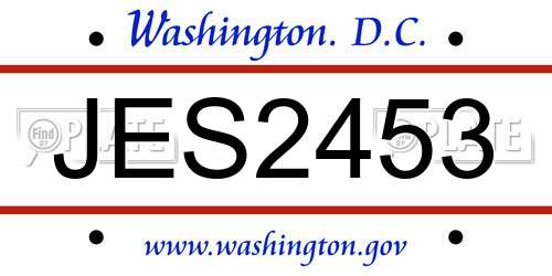 JES2453 District Of Columbia License Plate