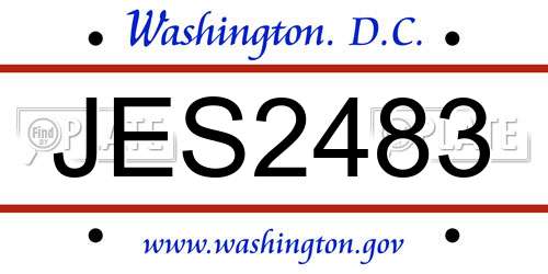 JES2483 District Of Columbia License Plate