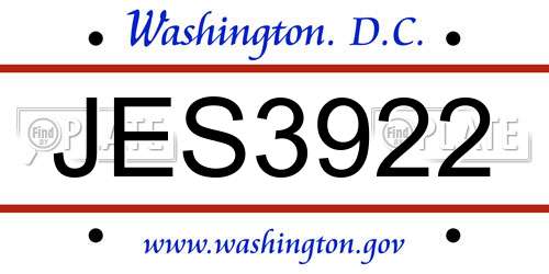 JES3922 District Of Columbia License Plate