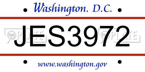 JES3972 District Of Columbia License Plate