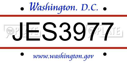 JES3977 District Of Columbia License Plate