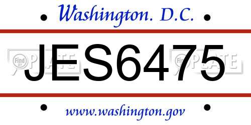JES6475 District Of Columbia License Plate