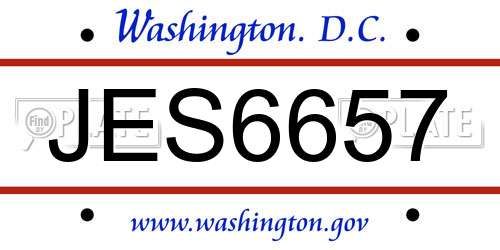 JES6657 District Of Columbia License Plate