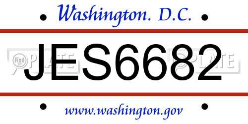 JES6682 District Of Columbia License Plate