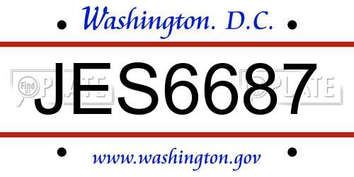JES6687 District Of Columbia License Plate