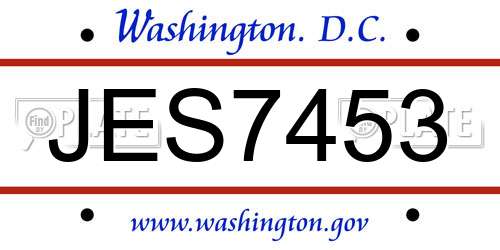 JES7453 District Of Columbia License Plate
