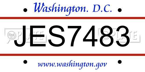 JES7483 District Of Columbia License Plate