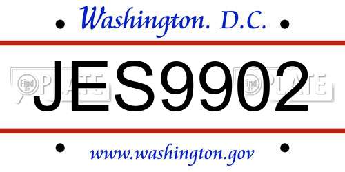 JES9902 District Of Columbia License Plate