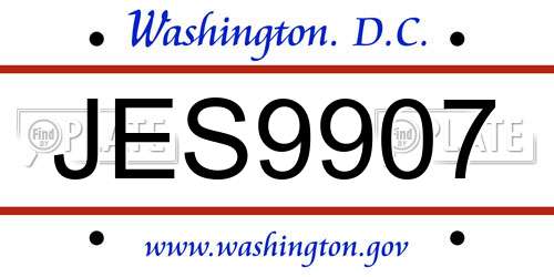 JES9907 District Of Columbia License Plate
